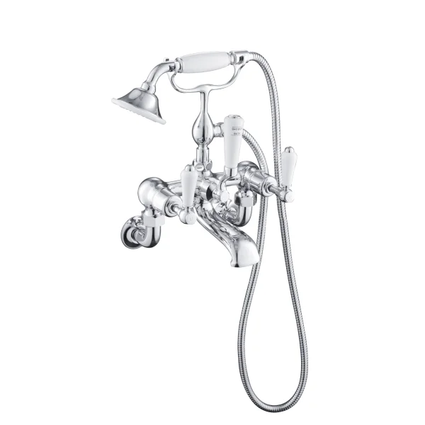 Just Taps Grosvenor Lever Wall Mounted Bath Shower Mixer With Kit Chrome