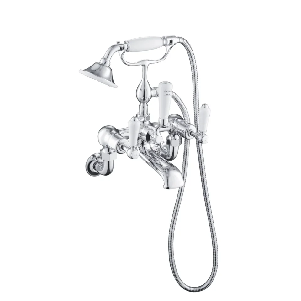 Just Taps Grosvenor Lever Wall Mounted Bath Shower Mixer With Kit Chrome detail view - Image 1