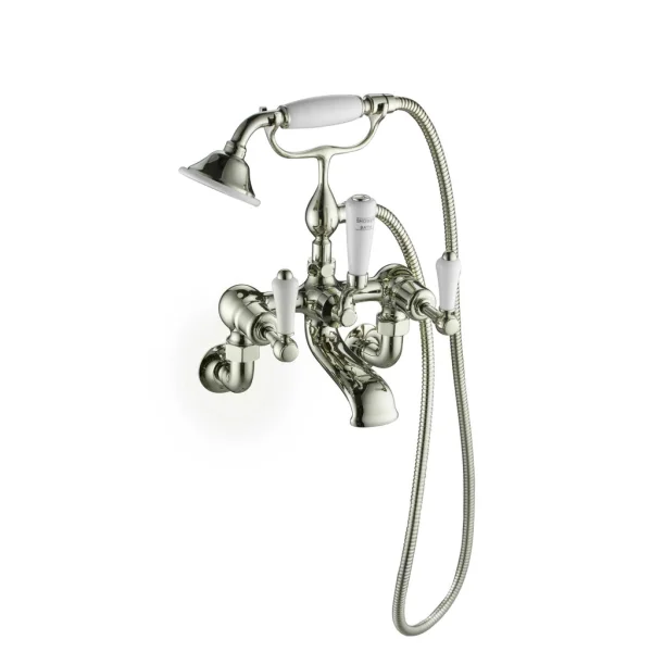 Just Taps Grosvenor Lever Wall Mounted Mounted Bath Shower Mixer With Kit Nickel