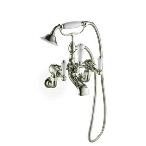 Just Taps Grosvenor Lever Wall Mounted Mounted Bath Shower Mixer With Kit Nickel