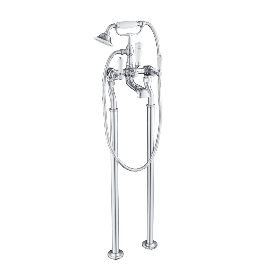 Just Taps Grosvenor Lever Freestanding Bath Shower Mixer With Kit Chrome detail view - Image 1