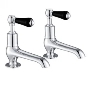 Just Taps Grosvenor Lever Long Nose Basin Taps Matt Black