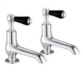 Just Taps Grosvenor Lever Long Nose Basin Taps Matt Black