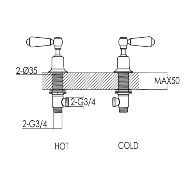 Just Taps Grosvenor Lever Panel Valves Chrome detail view - Image 4