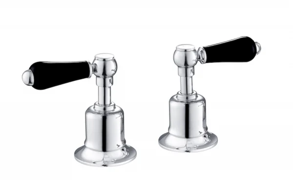 Just Taps Grosvenor Lever Panel Valves Chrome with Black Handles