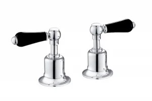 Just Taps Grosvenor Lever Panel Valves Chrome with Black Handles