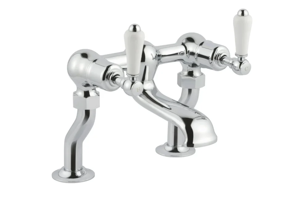 Just Taps Grosvenor Lever Deck Mounted Bath Filler Chrome detail view - Image 1
