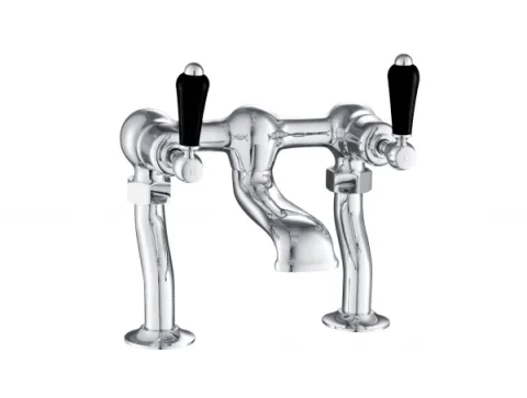 Just Taps Grosvenor Lever Deck Mounted Bath Filler Matt Black detail view - Image 1