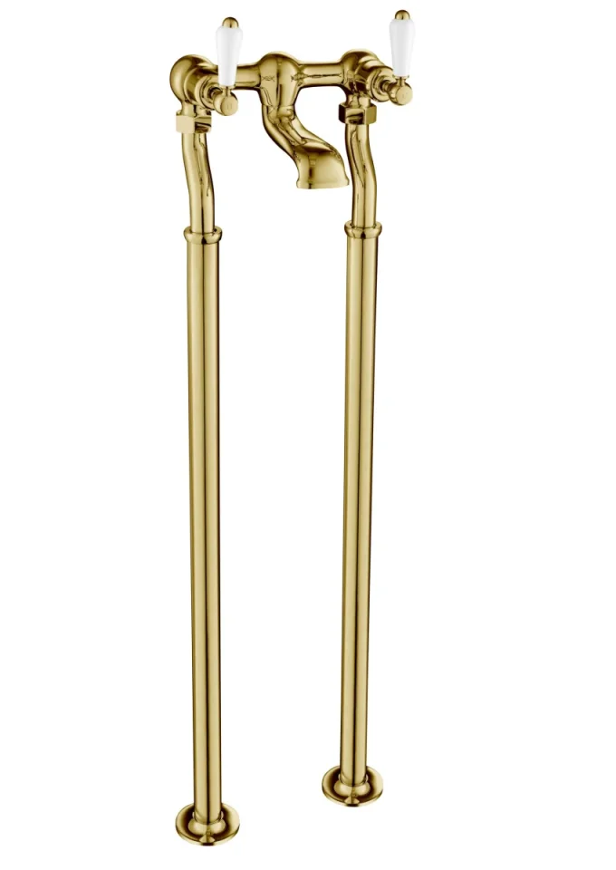 Just Taps Grosvenor Lever Freestanding Bath Filler Light Gold detail view - Image 1