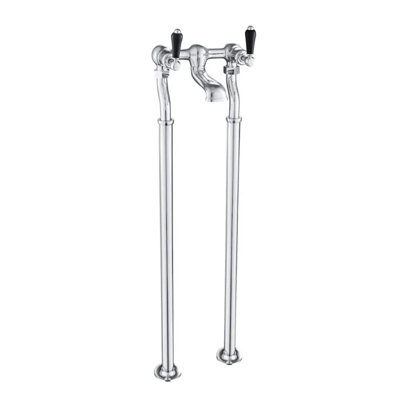Just Taps Grosvenor Lever Freestanding Bath Filler Matt Black detail view - Image 1