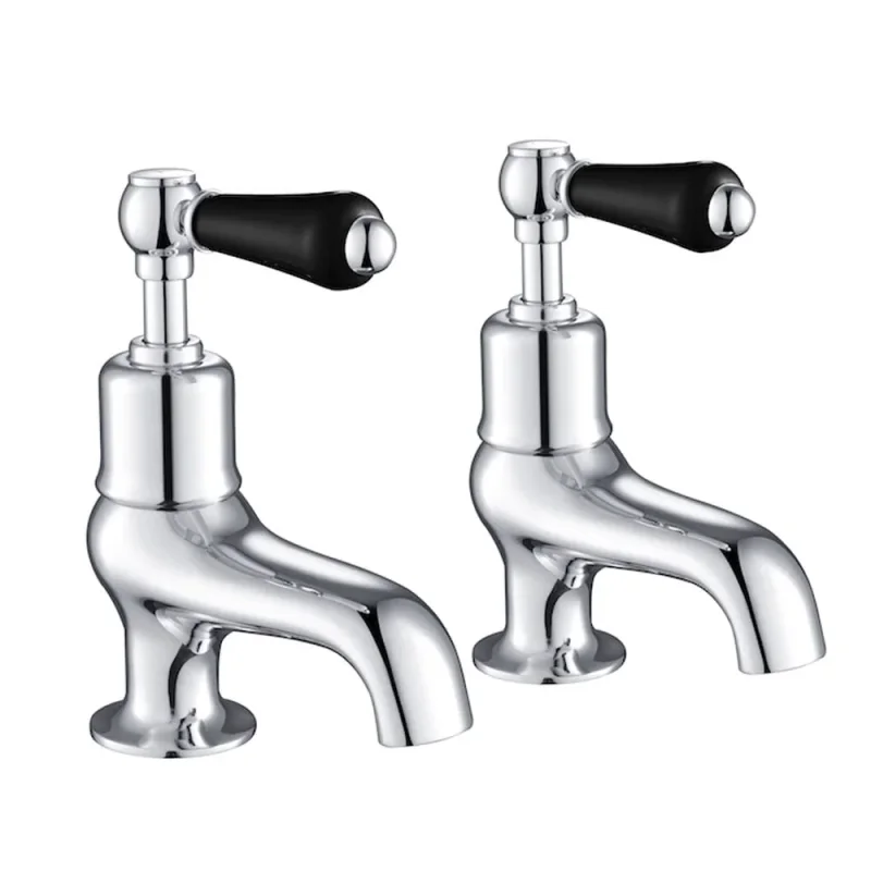 Just Taps Grosvenor Lever Bath Taps Matt Black detail view - Image 1