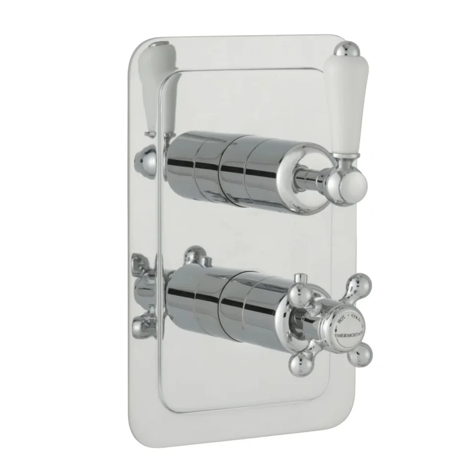 Just Taps Grosvenor Lever Concealed Thermostatic 1 Outlet Valve Vertical Chrome detail view - Image 1