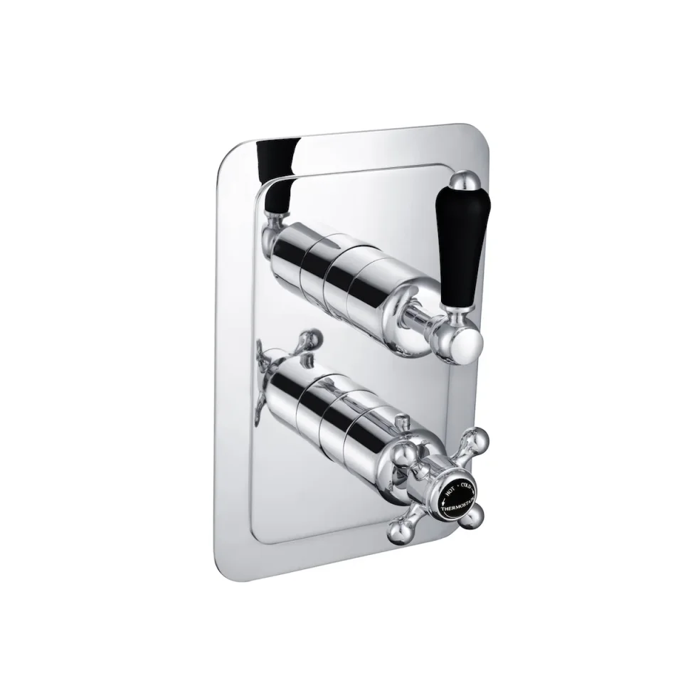 Just Taps Grosvenor Lever -Conc/Therm 1 Outlet Valve Vertical Matt Black detail view - Image 1