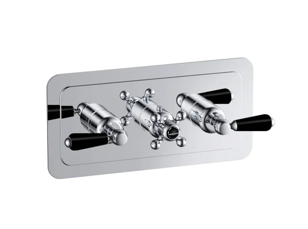 Just Taps Grosvenor Lever -Therm 2 Outlet Valve Horizontal Matt Black