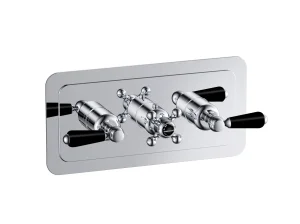 Just Taps Grosvenor Lever -Therm 2 Outlet Valve Horizontal Matt Black