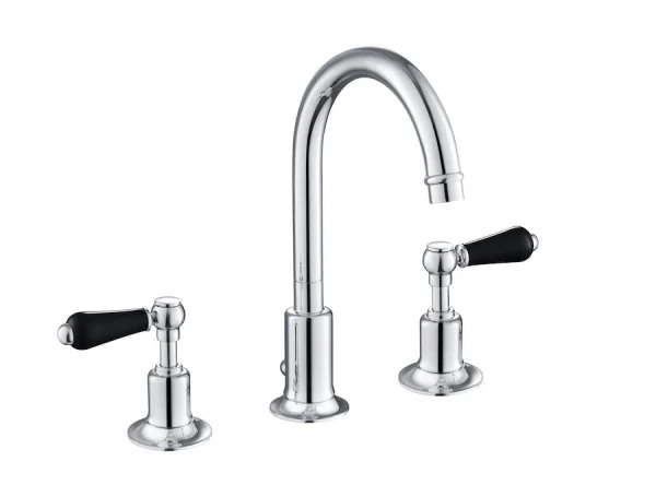 Just Taps Grosvenor Lever 3 Hole Deck B Mixer Swivel Spout Matt Black