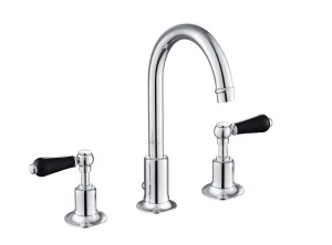 Just Taps Grosvenor Lever 3 Hole Deck B Mixer Swivel Spout Matt Black