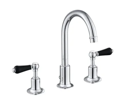 Just Taps Grosvenor Lever 3 Hole Deck B Mixer Swivel Spout Matt Black detail view - Image 1