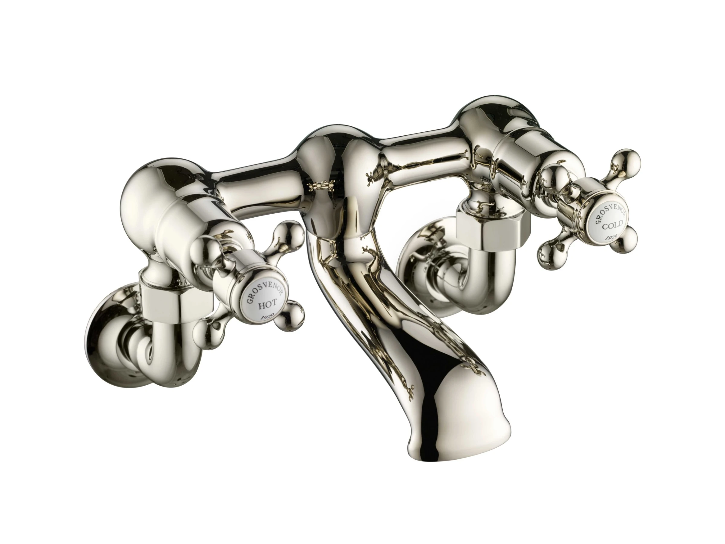Just Taps Grosvenor Cross Wall Mounted Bath Filler Nickel