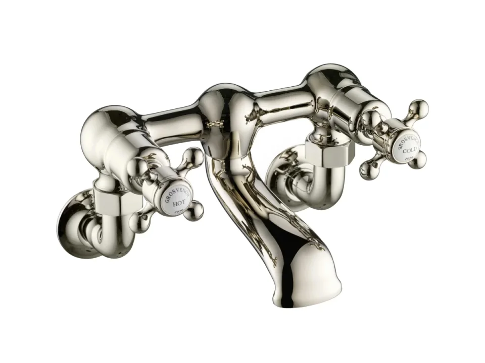Just Taps Grosvenor Cross Wall Mounted Bath Filler Nickel detail view - Image 1
