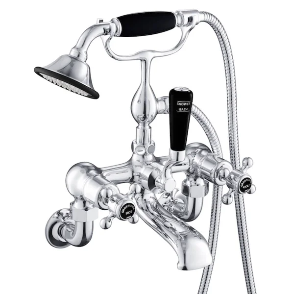 Just Taps Grosvenor Cross Wall Mounted Bsm With Kit Matt Black