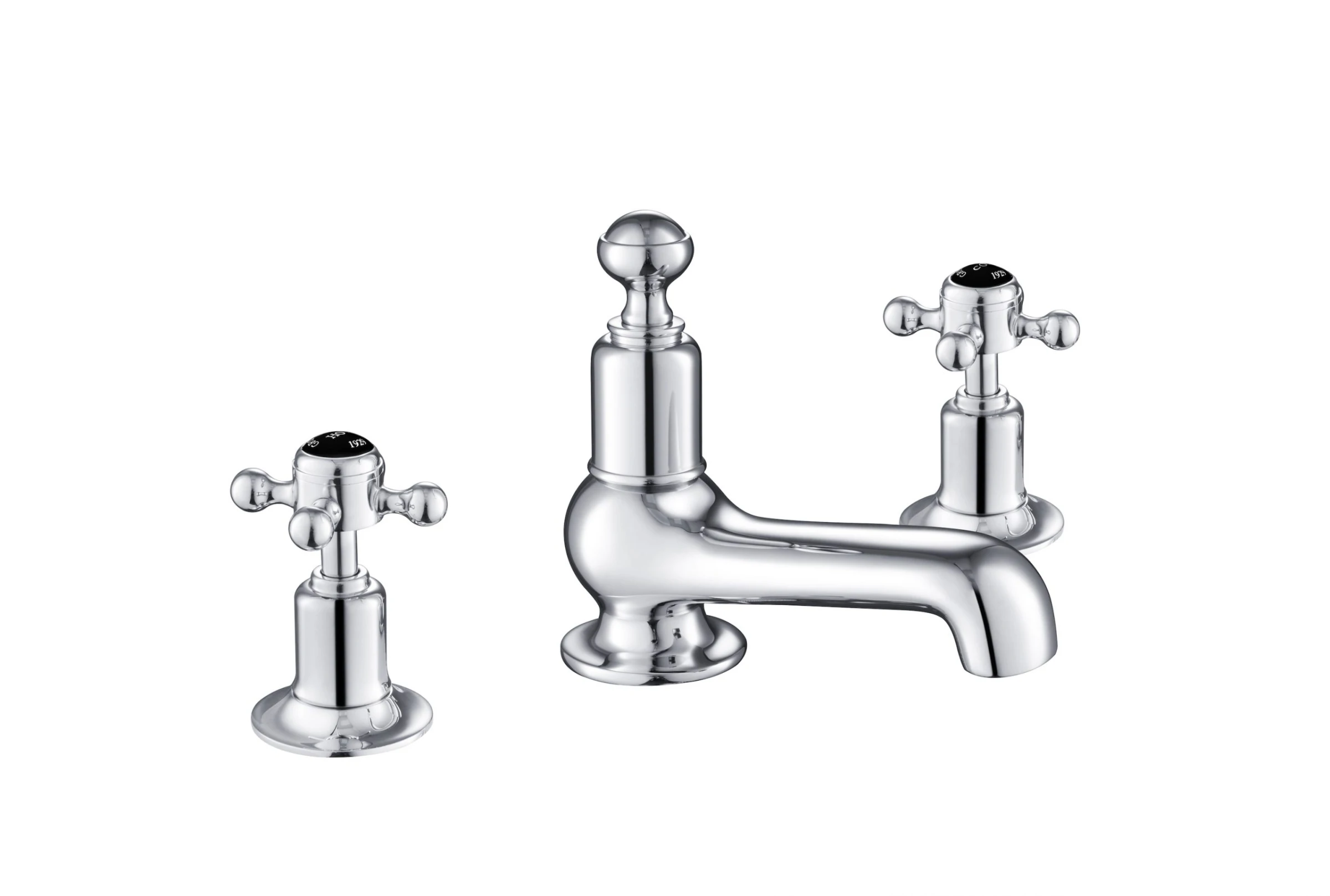 Just Taps Grosvenor Cross Three Hole Deck Mounted Basin Mix Matt Black
