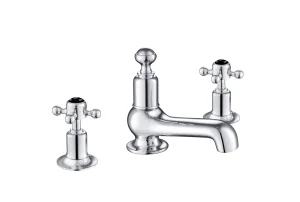 Just Taps Grosvenor Cross Three Hole Deck Mounted Basin Mix Matt Black