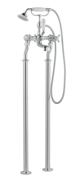 Just Taps Grosvenor Cross Freestanding Bath Shower Mixer With Kit Nickel