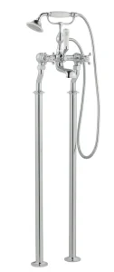 Just Taps Grosvenor Cross Freestanding Bath Shower Mixer With Kit Nickel