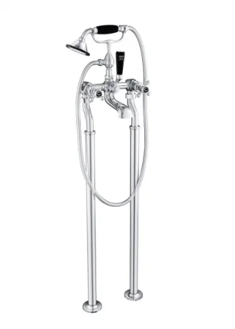Just Taps Grosvenor Cross Freestanding Bsm With Kit Matt Black detail view - Image 1