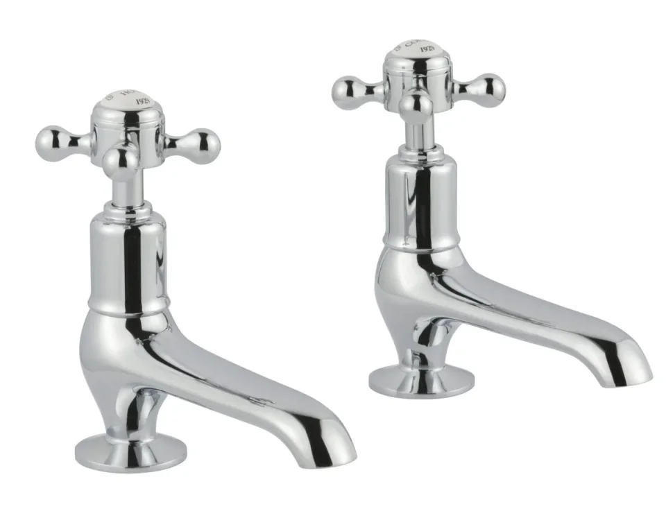 Just Taps Grosvenor Cross Long Nose Basin Taps Chrome detail view - Image 1