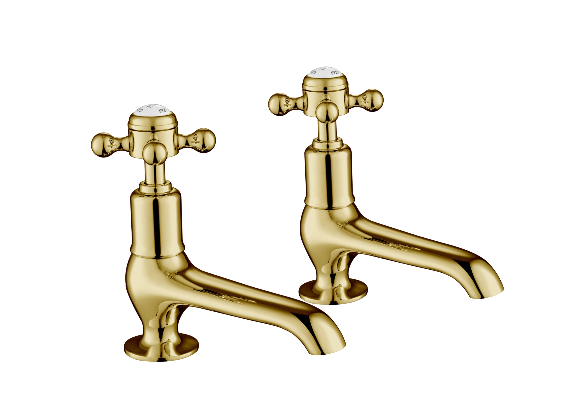 Just Taps Grosvenor Cross Long Nose Basin Taps Light Gold
