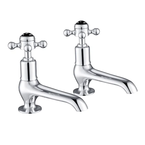 Just Taps Grosvenor Cross Long Nose Basin Taps Matt Black