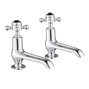 Just Taps Grosvenor Cross Long Nose Basin Taps Matt Black
