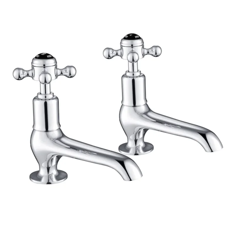 Just Taps Grosvenor Cross Long Nose Basin Taps Matt Black detail view - Image 1