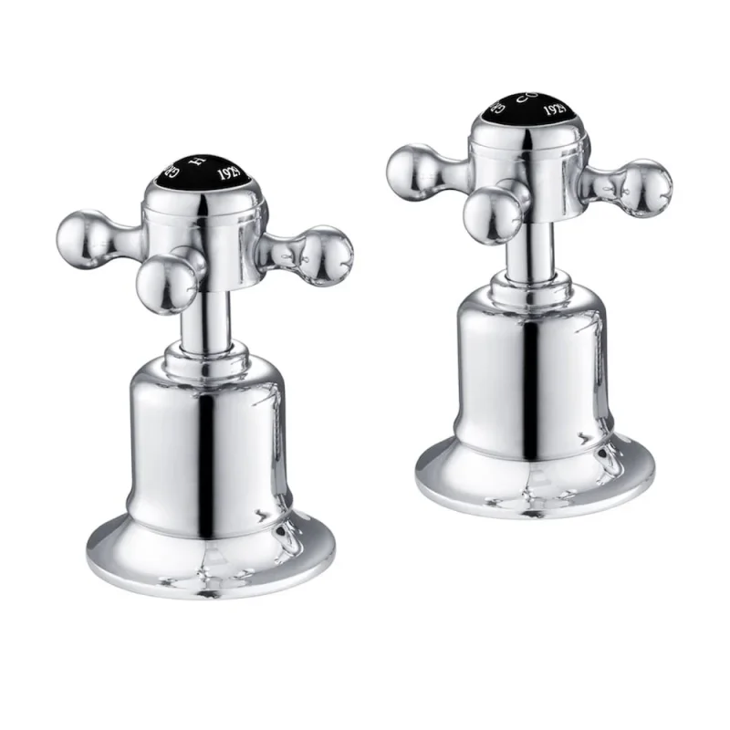 Just Taps Grosvenor Cross Panel Valves Black Indices detail view - Image 1
