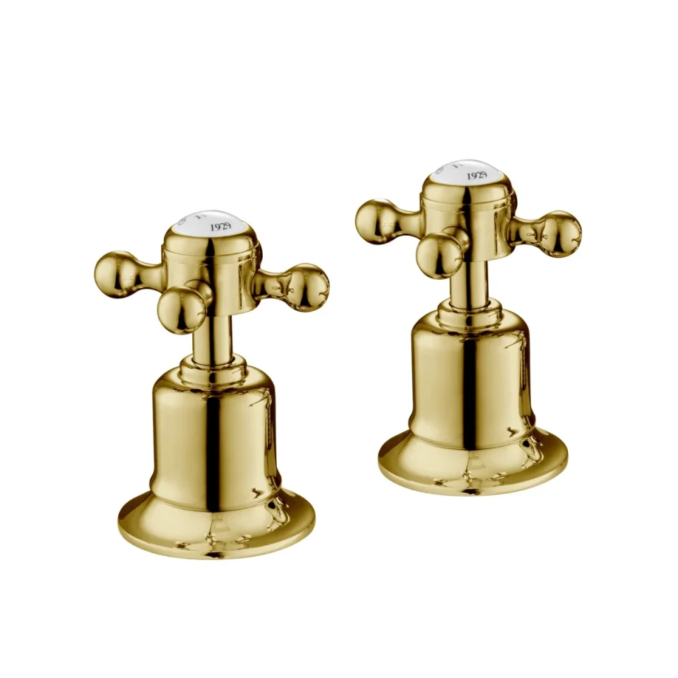 Just Taps Grosvenor Cross Panel Valves Light Gold detail view - Image 1