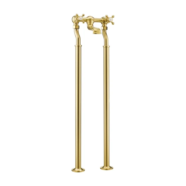 Just Taps Grosvenor Cross Floor Mounted Bath Filler Brushed Brass