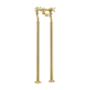 Just Taps Grosvenor Cross Floor Mounted Bath Filler Brushed Brass
