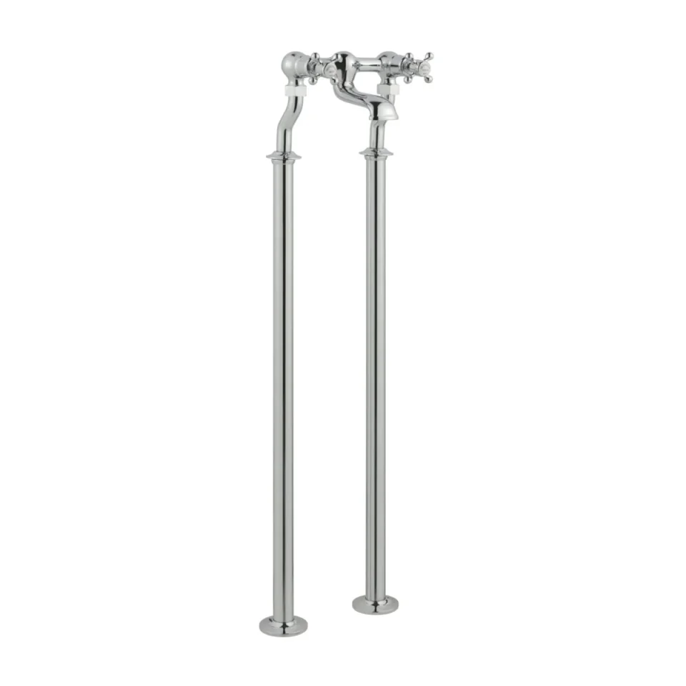 Just Taps Grosvenor Cross Freestanding Bath Filler Chrome detail view - Image 1