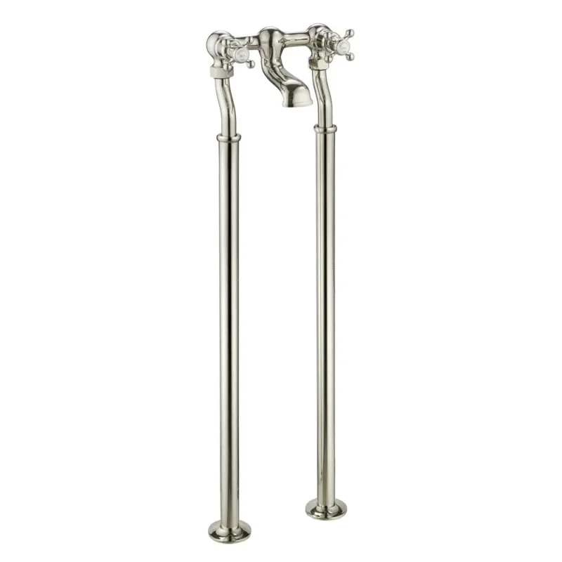Just Taps Grosvenor Cross Freestanding Bath Filler Nickel detail view - Image 1