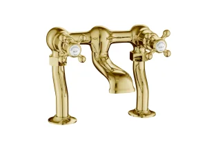 Just Taps Grosvenor Cross Deck Mounted Bath Filler Light Gold