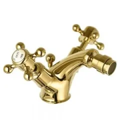 Just Taps Grosvenor Cross Bidet Mixer With Pop Up Waste Light Gold