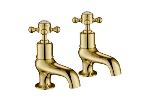 Just Taps Grosvenor Cross Cloakroom Basin Taps Light Gold detail view - Image 1