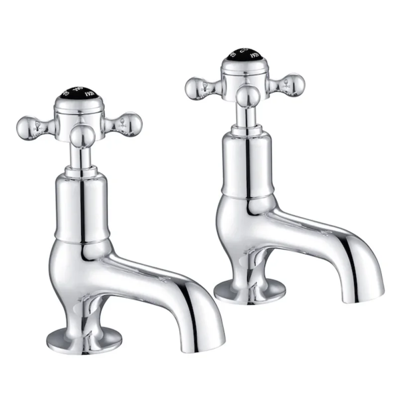 Just Taps Grosvenor Cross Cloakroom Basin Taps Matt Black detail view - Image 1