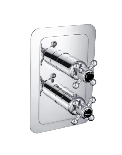 Just Taps Grosvenor Cross Conc Thermostatic 1 Outlet Valve Matt Black