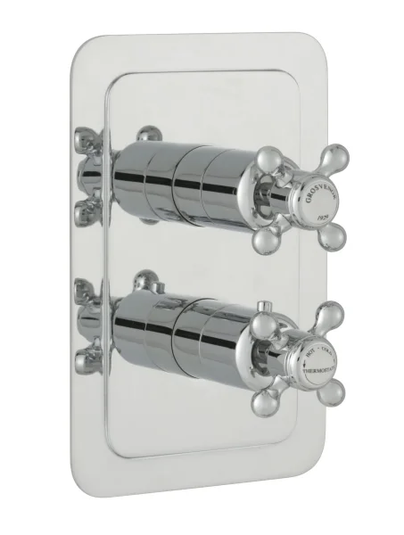 Just Taps Grosvenor Cross Concealed Thermostatic 1 Outlet Valve Chrome