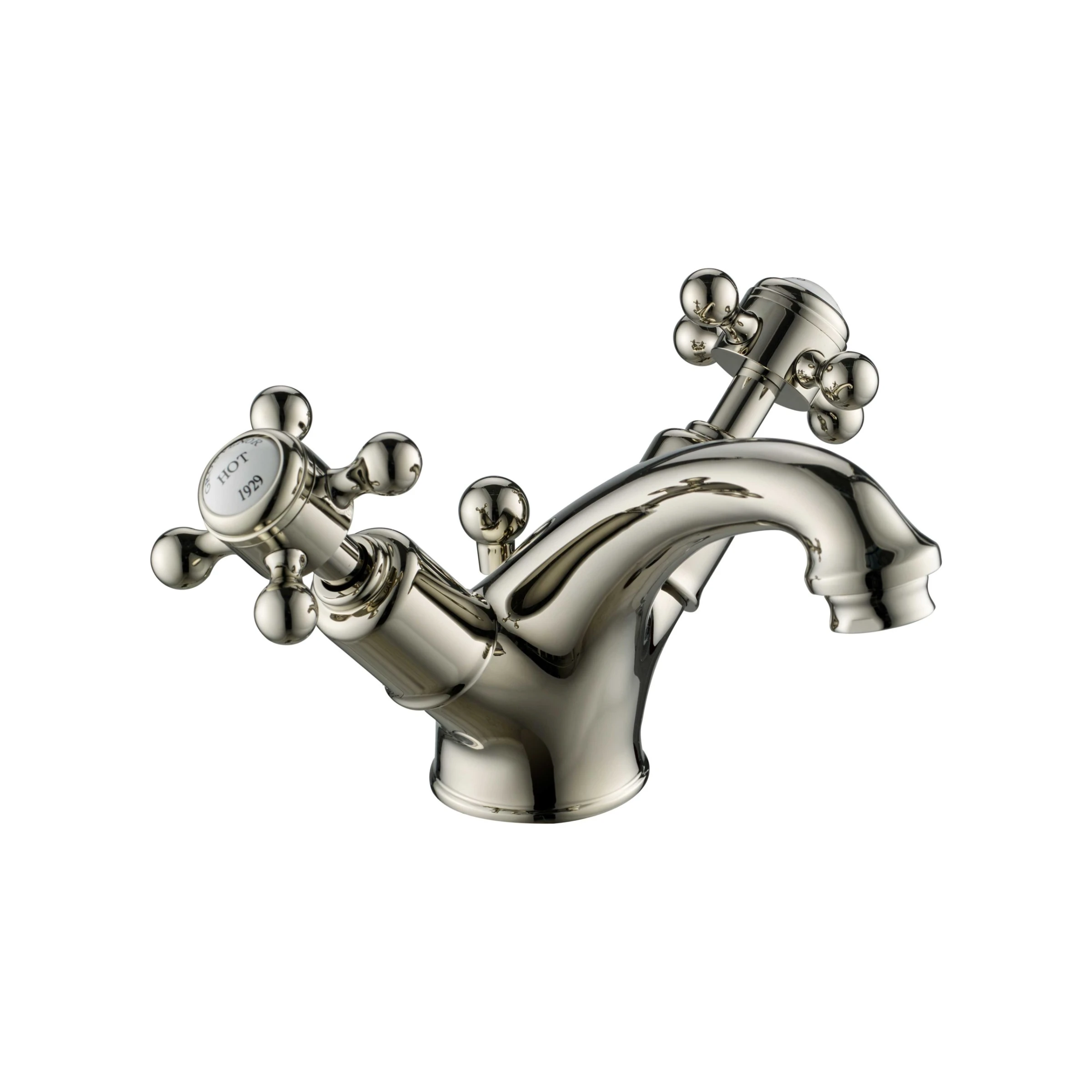 Just Taps Grosvenor Cross Basin Mixer With Pop Up Waste Nickel