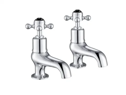 Just Taps Grosvenor Cross Bath Taps Matt Black Indices detail view - Image 1