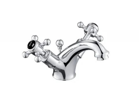 Just Taps Grosvenor Cross Basin Mixer With Puw Matt Black detail view - Image 1